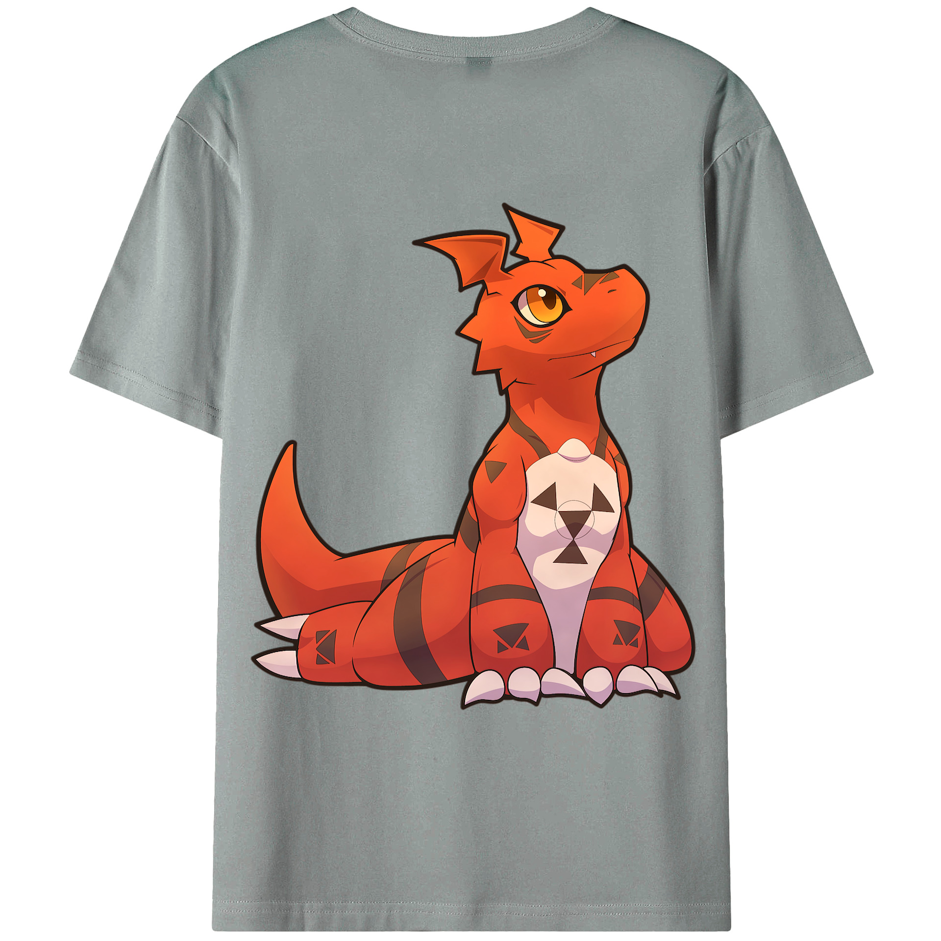 （画像用） Digimon デジタルモンスター/デジモン 綿100％ メンズ半袖Tシャツ（バックプリント） 通気性